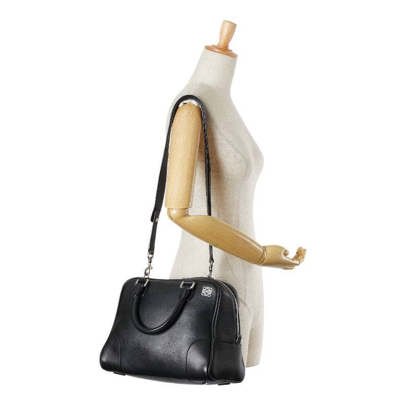 ロエベ アナグラム アマソナ75 ハンドバッグ ショルダーバッグ 2WAY ブラック レザー レディース LOEWE 【中古】