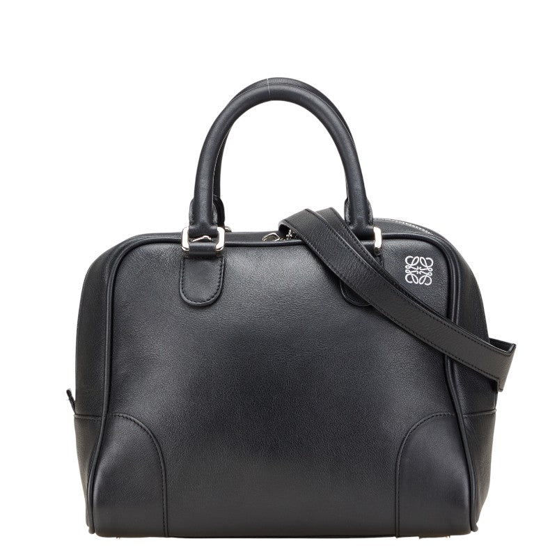 ロエベ アナグラム アマソナ75 ハンドバッグ ショルダーバッグ 2WAY ブラック レザー レディース LOEWE 【中古】