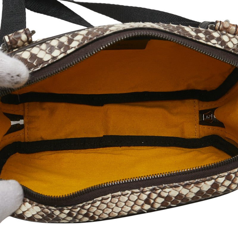 フェンディ ミニショルダーバッグ 7AS122 ベージュ ブラウン パイソン レディース FENDI 【中古】