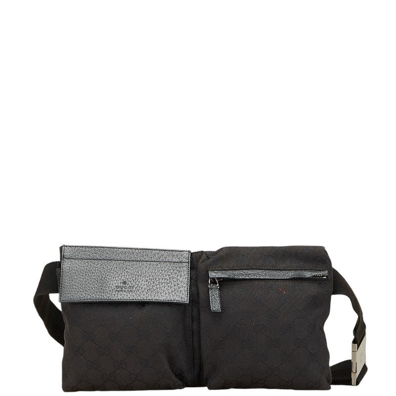 グッチ GGキャンバス ウエストバッグ ボディバッグ 28566 ブラック キャンバス レザー レディース GUCCI 【中古】