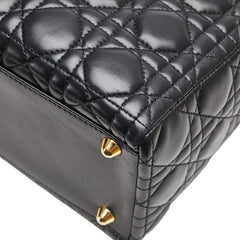 ディオール カナージュ レディディオール ラージ ハンドバッグ ショルダーバッグ 2WAY ブラック ラムスキン レディース Dior 【中古】