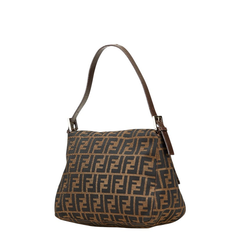 フェンディ ズッカ マンマバケット ハンドバッグ ブラウン キャンバス レザー レディース FENDI 【中古】