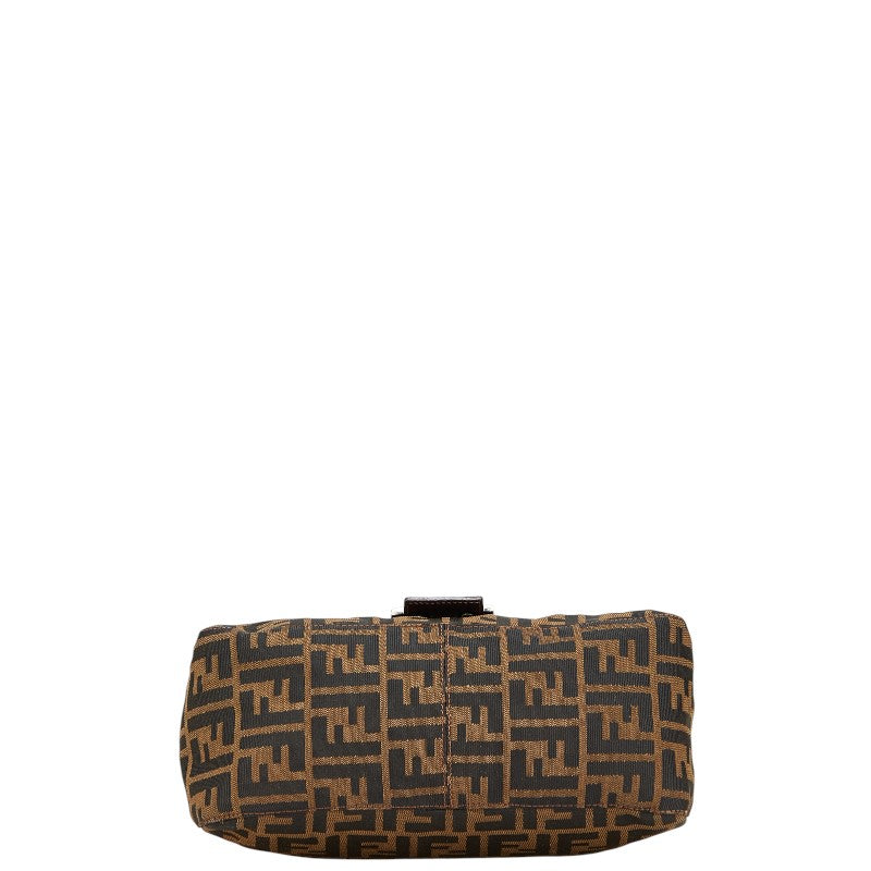 フェンディ ズッカ マンマバケット ハンドバッグ ブラウン キャンバス レザー レディース FENDI 【中古】