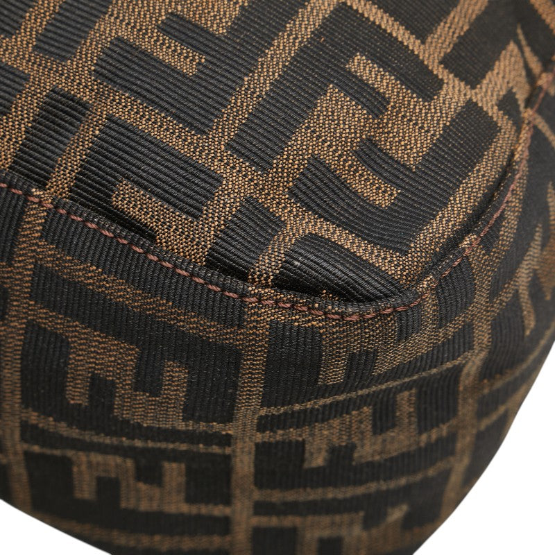 フェンディ ズッカ マンマバケット ハンドバッグ ブラウン キャンバス レザー レディース FENDI 【中古】