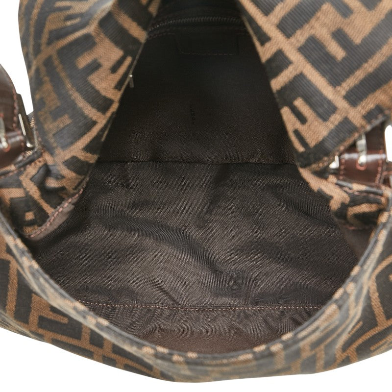 フェンディ ズッカ マンマバケット ハンドバッグ ブラウン キャンバス レザー レディース FENDI 【中古】