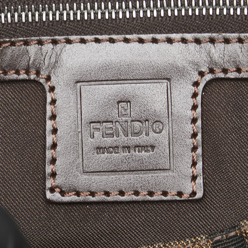 フェンディ ズッカ マンマバケット ハンドバッグ ブラウン キャンバス レザー レディース FENDI 【中古】