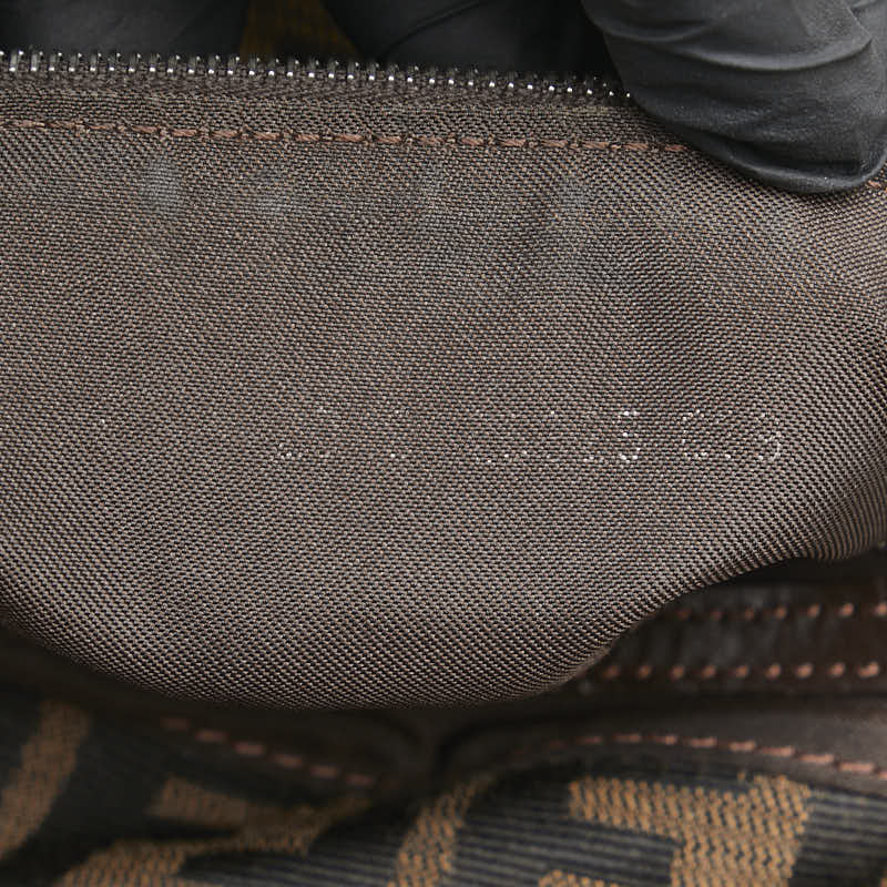 フェンディ ズッカ マンマバケット ハンドバッグ ブラウン キャンバス レザー レディース FENDI 【中古】