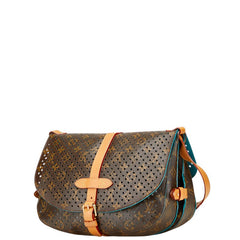 ルイ ヴィトン モノグラム ペルフォレ フローレ ソミュール30 斜め掛け ショルダーバッグ M93998 ブラウン テュルコワーズ ターコイズ PVC レザー レディース LOUIS VUITTON 【中古】