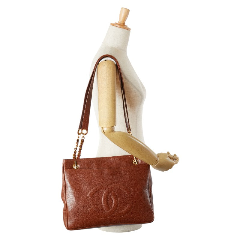シャネル ココマーク チェーン トートバッグ ショルダーバッグ ブラウン キャビアスキン レディース CHANEL 【中古】