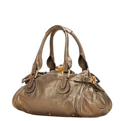 クロエ パディントン ハンドバッグ ゴールド ブラウン レザー レディース Chloe 【中古】