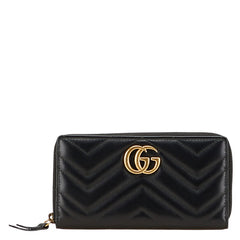 グッチ GGマーモント 長財布 ラウンドファスナー 443123 ブラック レザー レディース GUCCI 【中古】