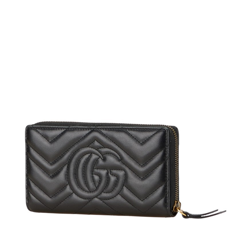 グッチ GGマーモント 長財布 ラウンドファスナー 443123 ブラック レザー レディース GUCCI 【中古】