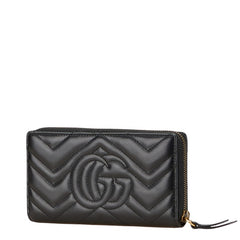グッチ GGマーモント 長財布 ラウンドファスナー 443123 ブラック レザー レディース GUCCI 【中古】