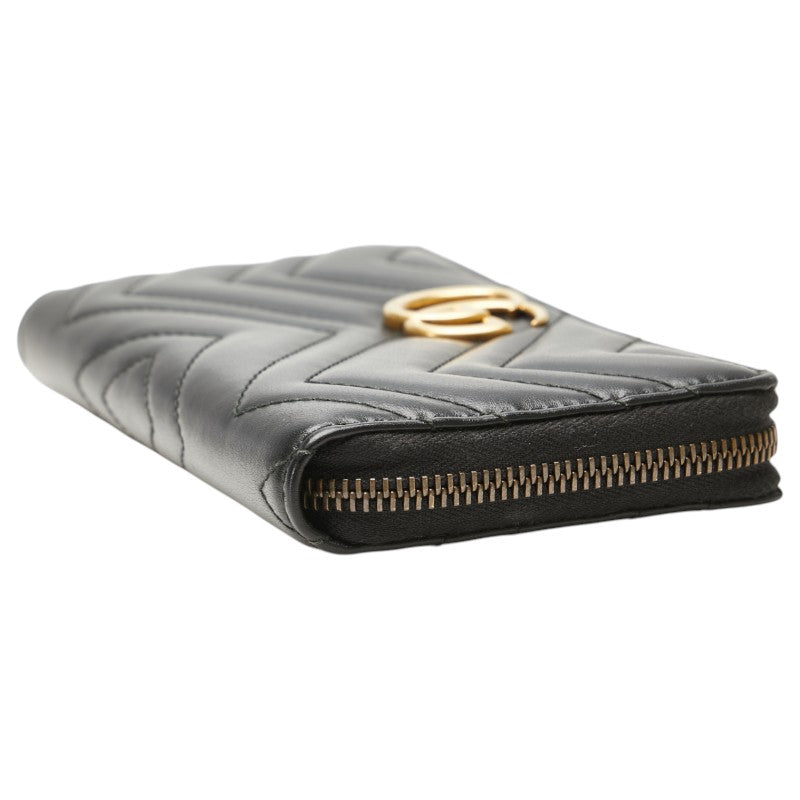グッチ GGマーモント 長財布 ラウンドファスナー 443123 ブラック レザー レディース GUCCI 【中古】