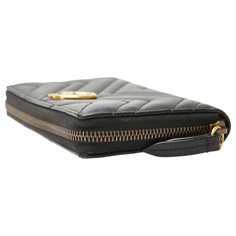グッチ GGマーモント 長財布 ラウンドファスナー 443123 ブラック レザー レディース GUCCI 【中古】