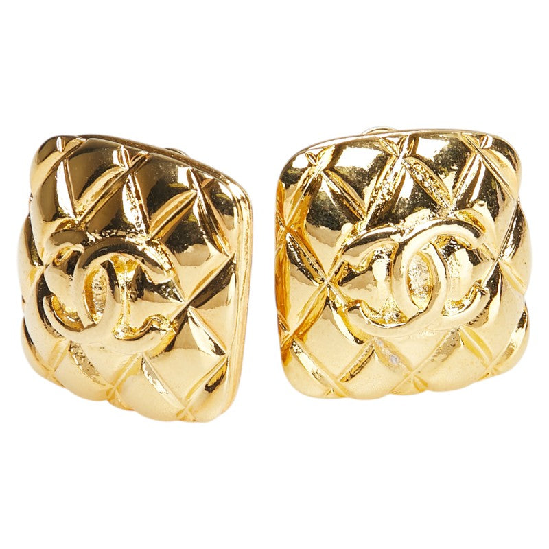 シャネル マトラッセ ココマーク スクエア イヤリング ゴールド メッキ レディース CHANEL 【中古】