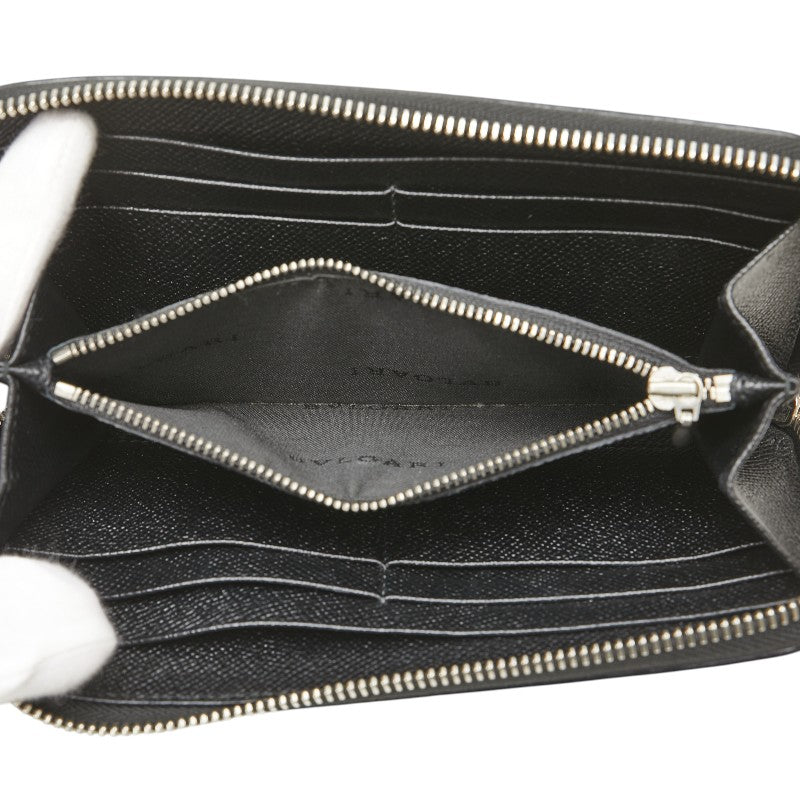 ブルガリ 長財布 ラウンドファスナー 20886 ブラック レザー メンズ BVLGARI 【中古】