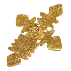 シャネル ココマーク クロス ブローチ ゴールド メッキ レディース CHANEL 【中古】