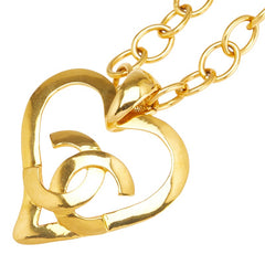 シャネル ヴィンテージ ココマーク ハート モチーフ チェーン ペンダントネックレス ゴールド メッキ レディース CHANEL 【中古】