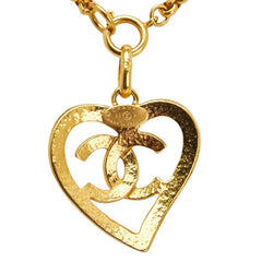 シャネル ココマーク ハート サークル ネックレス ゴールド メッキ レディース CHANEL 【中古】