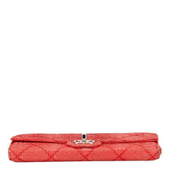 シャネル ココマーク ウルトラステッチ パイソン チェーン ワンショルダーバッグ レッド シルバー レザー レディース CHANEL 【中古】