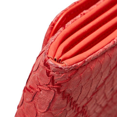 シャネル ココマーク ウルトラステッチ パイソン チェーン ワンショルダーバッグ レッド シルバー レザー レディース CHANEL 【中古】