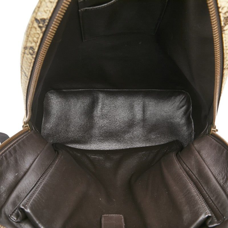 グッチ パイソン型押し リュック バックパック 442892 ベージュ ブラック レザー レディース GUCCI 【中古】