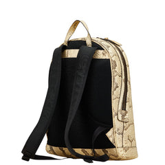 グッチ パイソン型押し リュック バックパック 442892 ベージュ ブラック レザー レディース GUCCI 【中古】