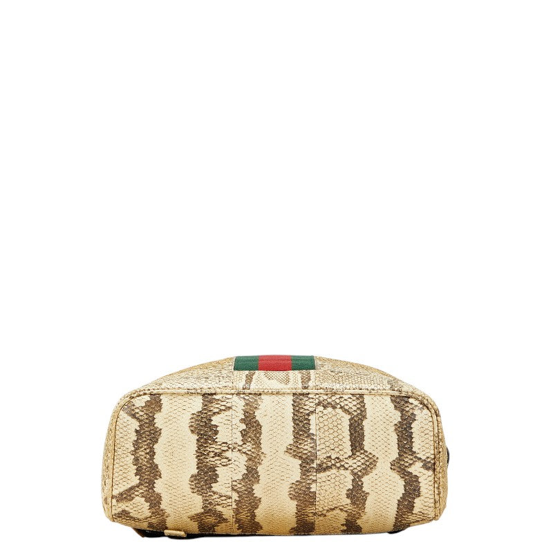 グッチ パイソン型押し リュック バックパック 442892 ベージュ ブラック レザー レディース GUCCI 【中古】