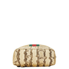 グッチ パイソン型押し リュック バックパック 442892 ベージュ ブラック レザー レディース GUCCI 【中古】