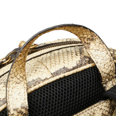 グッチ パイソン型押し リュック バックパック 442892 ベージュ ブラック レザー レディース GUCCI 【中古】