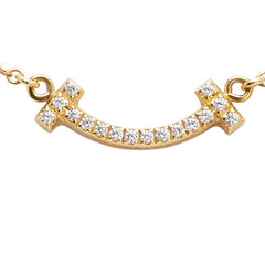 ティファニー K18YG イエローゴールド ダイヤモンド Tスマイル ペンダントネックレス レディース TIFFANY&Co. 【中古】