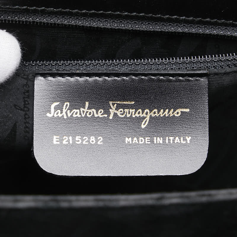 サルヴァトーレフェラガモ ガンチーニ リザード ハンドバッグ ショルダーバッグ 2WAY ブラック レザー レディース Salvatore Ferragamo 【中古】