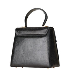 サルヴァトーレフェラガモ ガンチーニ リザード ハンドバッグ ショルダーバッグ 2WAY ブラック レザー レディース Salvatore Ferragamo 【中古】