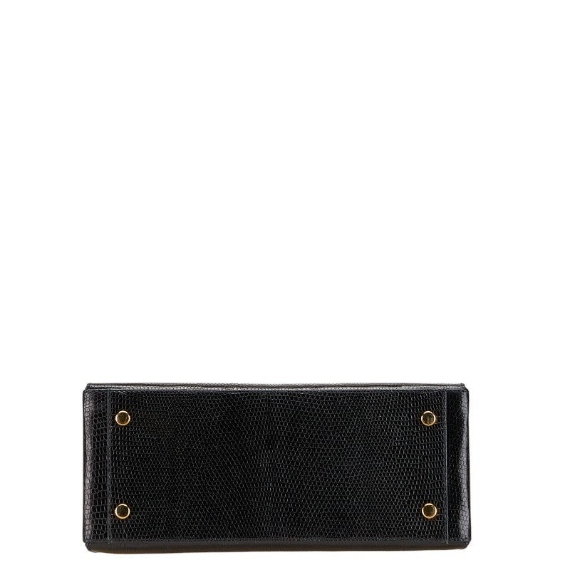 サルヴァトーレフェラガモ ガンチーニ リザード ハンドバッグ ショルダーバッグ 2WAY ブラック レザー レディース Salvatore Ferragamo 【中古】