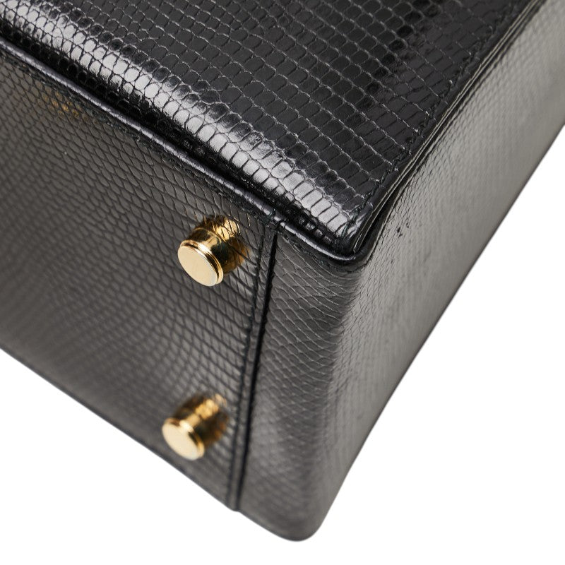 サルヴァトーレフェラガモ ガンチーニ リザード ハンドバッグ ショルダーバッグ 2WAY ブラック レザー レディース Salvatore Ferragamo 【中古】