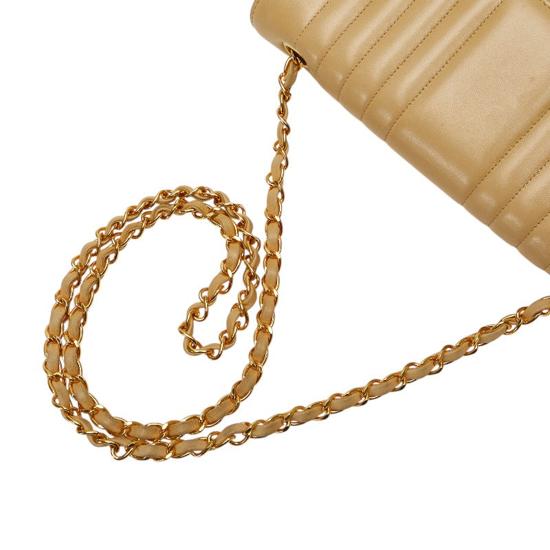 シャネル マドモワゼル ココマーク チェーン ショルダーバッグ ベージュ ゴールド ラムスキン レディース CHANEL 【中古】