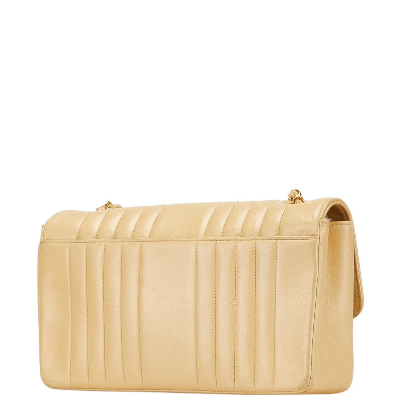 シャネル マドモワゼル ココマーク チェーン ショルダーバッグ ベージュ ゴールド ラムスキン レディース CHANEL 【中古】