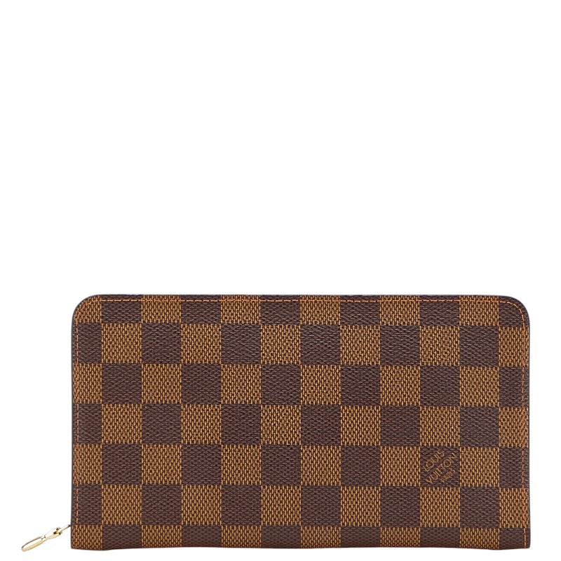 ルイ ヴィトン ダミエ ポルト モネ ジップ 長財布 ラウンドファスナー N61728 ブラウン PVC レディース LOUIS VUITTON 【中古】