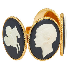 シャネル カメオ バングル ゴールド ブラック ホワイト メッキ レディース CHANEL 【中古】