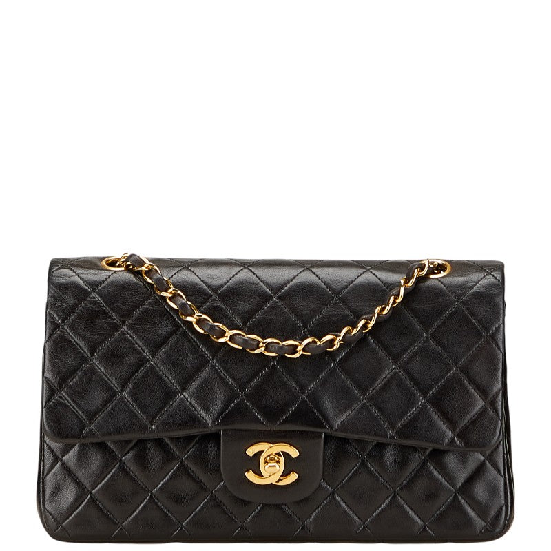 シャネル マトラッセ ココマーク Wフラップ チェーン ショルダーバッグ ハンドバッグ ブラック ラムスキン レディース CHANEL 【中古】