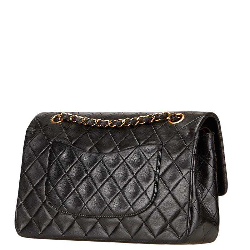 シャネル マトラッセ ココマーク Wフラップ チェーン ショルダーバッグ ハンドバッグ ブラック ラムスキン レディース CHANEL 【中古】