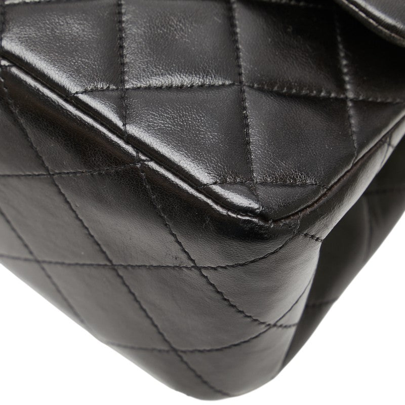 シャネル マトラッセ ココマーク Wフラップ チェーン ショルダーバッグ ハンドバッグ ブラック ラムスキン レディース CHANEL 【中古】