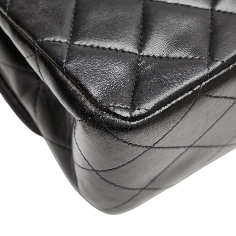 シャネル マトラッセ ココマーク Wフラップ チェーン ショルダーバッグ ハンドバッグ ブラック ラムスキン レディース CHANEL 【中古】