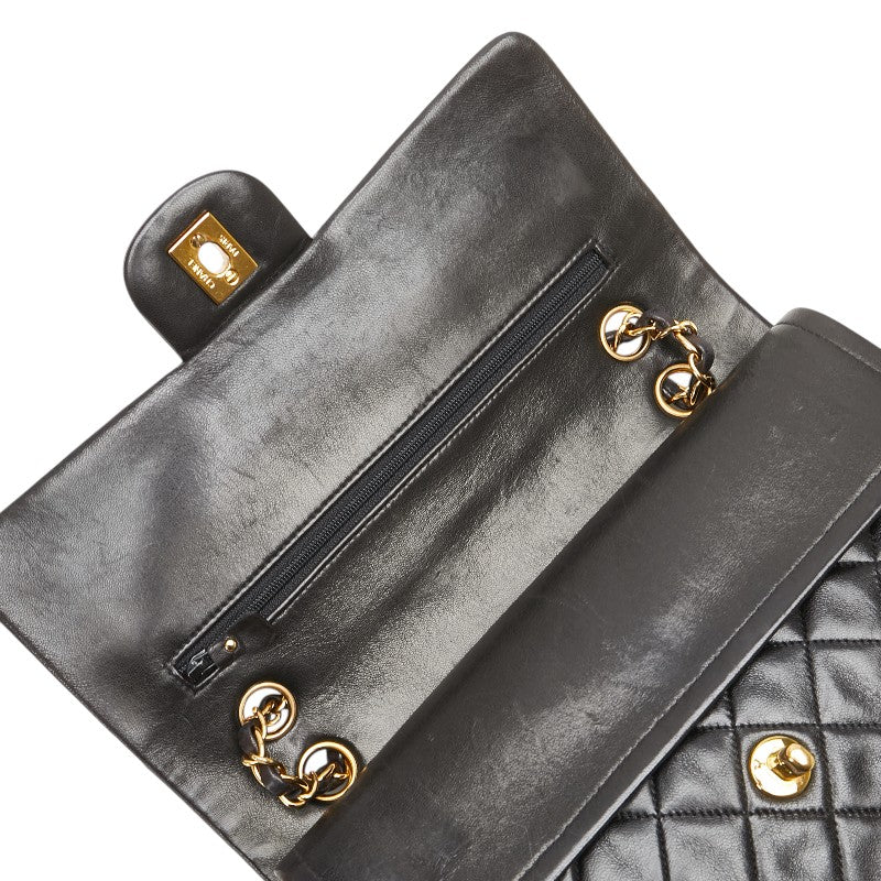 シャネル マトラッセ ココマーク Wフラップ チェーン ショルダーバッグ ハンドバッグ ブラック ラムスキン レディース CHANEL 【中古】