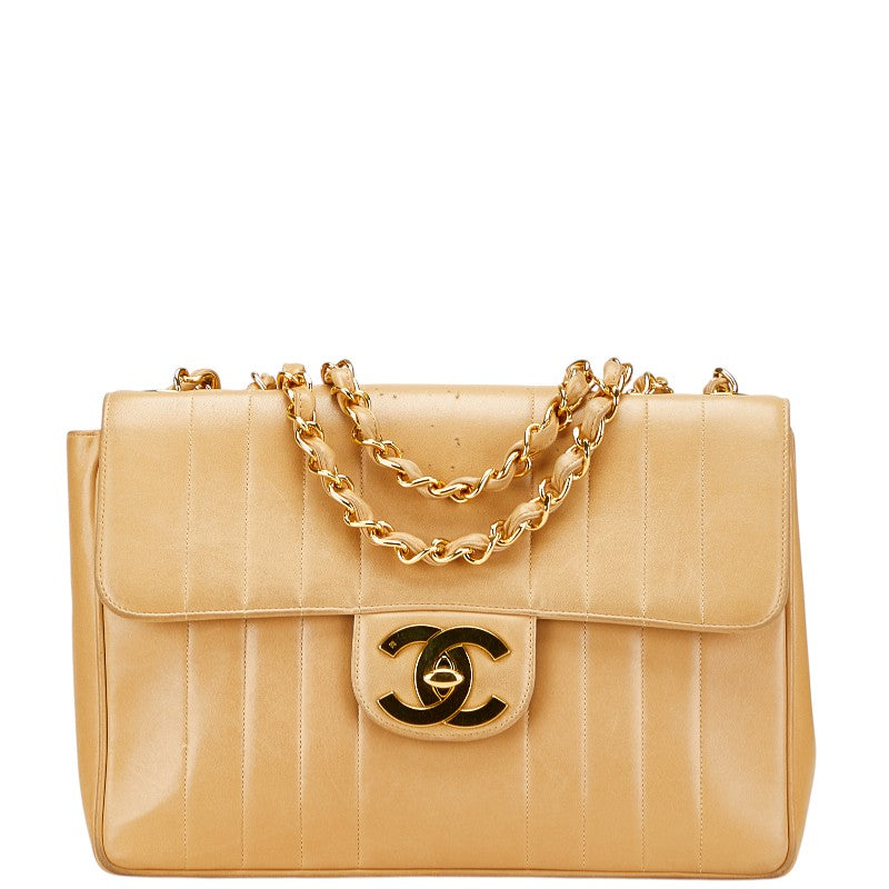 シャネル マドモワゼル ココマーク チェーン ショルダーバッグ ハンドバッグ ベージュ ラムスキン レディース CHANEL 【中古】