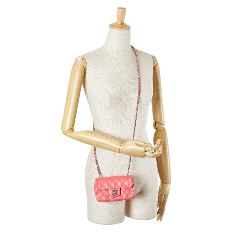 シャネル ミニマトラッセ ココマーク チェーン ショルダーバッグ ピンク ラムスキン レディース CHANEL 【中古】
