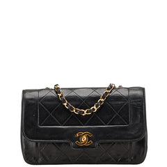 シャネル ダイアナ マトラッセ ココマーク チェーン ショルダーバッグ ブラック ラムスキン レディース CHANEL 【中古】