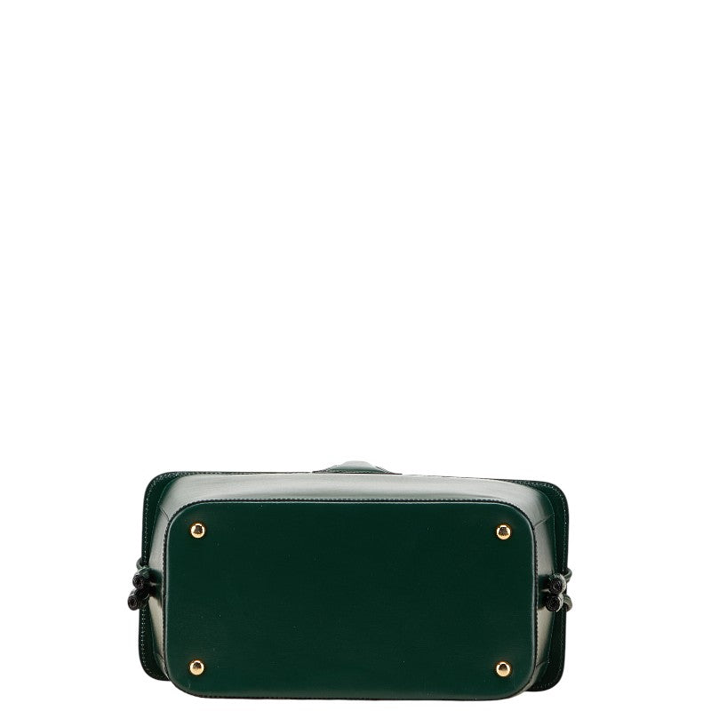セリーヌ バスケットバッグ ボックス ハンドバッグ グリーン ゴールド レザー レディース CELINE 【中古】