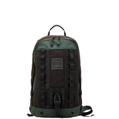 シャネル スポーツライン ココマーク リュック バックパック ブラック グリーン キャンバス ナイロン メンズ CHANEL 【中古】